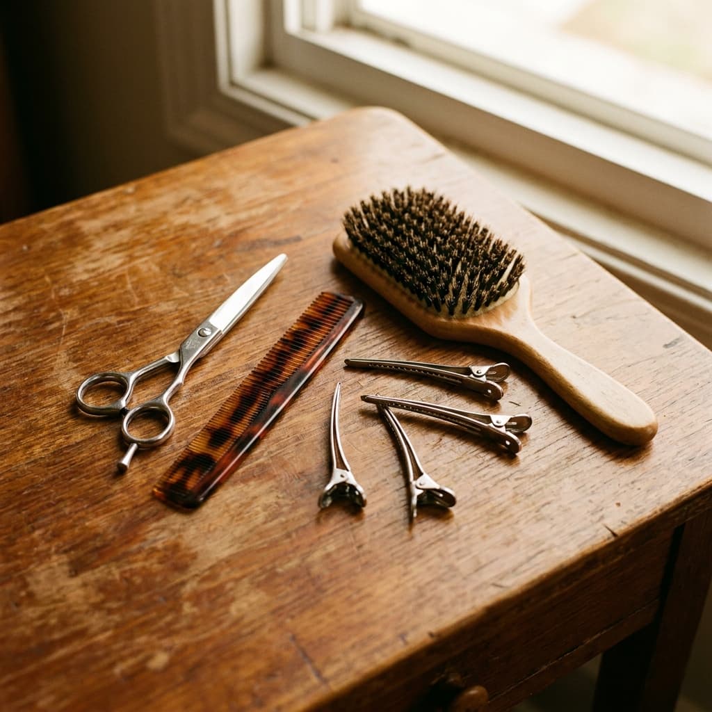 Outils de coiffure sur bois